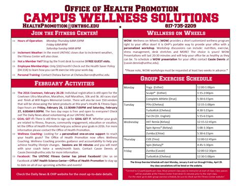 Monthly Campus Wellness Programs Office Of Health Promotion