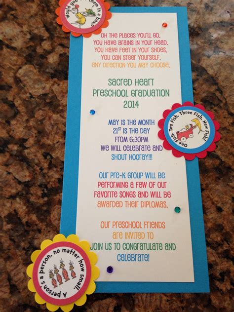 PreK/preschool graduation invitation - dr Seuss | Preschool graduation, Spring preschool, Preschool