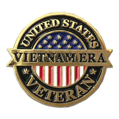 Us Veteran Lapel Pin With Vietnam Era Text And Flag Graphic