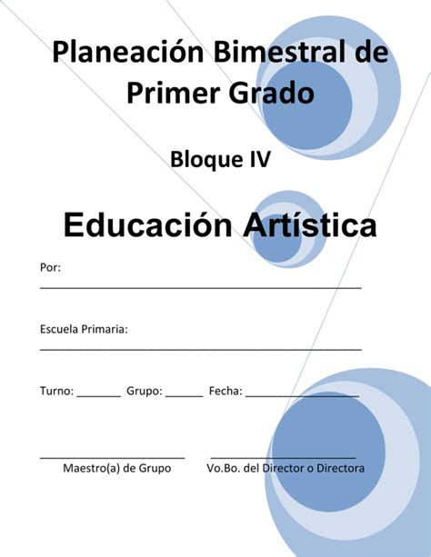 Plan Er Grado Bloque Educaci N Art Stica