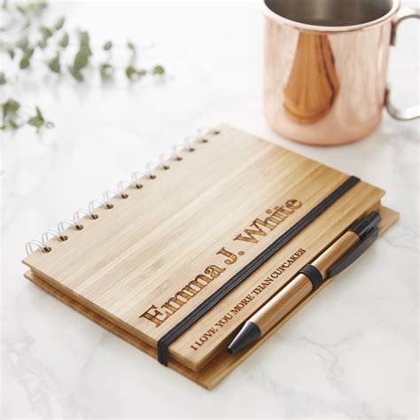 Personalised Etched Wooden Notebook Set For Her By Sophia Victoria Joy