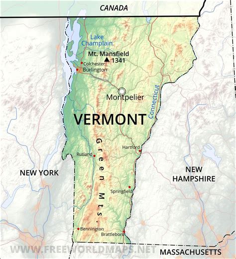 Physical Map Of Vermont
