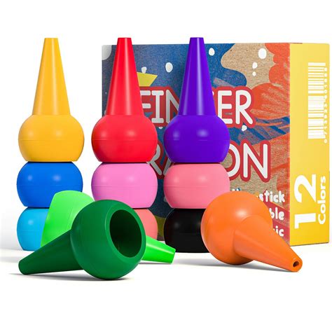 MUSCCCM Toddlers Finger Crayons 12 Colors Paint Crayons ...