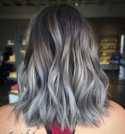 Smokey Grey Silver Balayage With Images Silver Hair Color Balayage