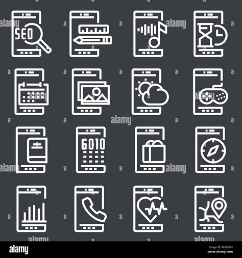 Vector White Mobile Apps Icons Stock Vector Image And Art Alamy