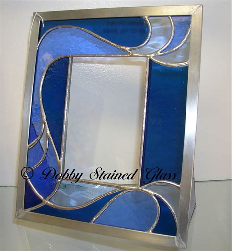 Stained Glass Blue Wave Picture Frame Stained Glass Mirror Glass