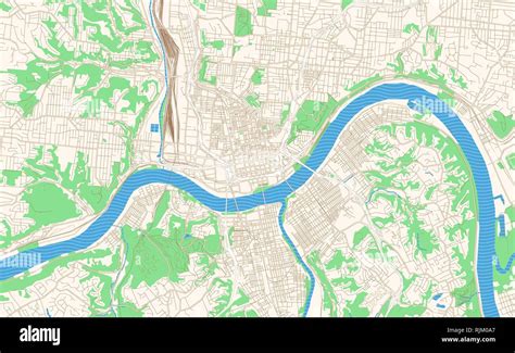 Cincinnati Ohio Printable Map Excerpt This Vector Streetmap Of