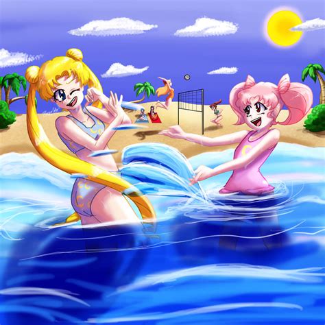 Sailor Moon Beach Fun By Mizunotama On Deviantart