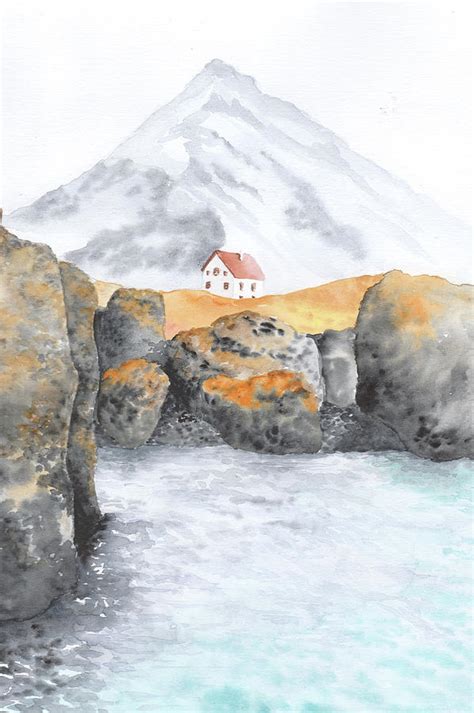 Iceland Cold Landscape Painting By Elena Gabbasova