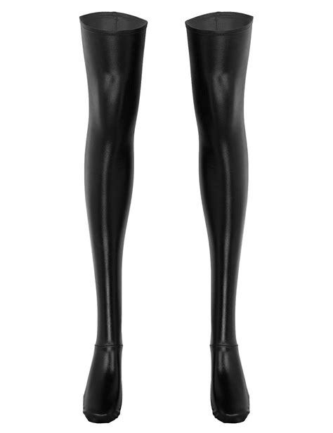 women long elastic thigh high tight spandex latex rubber stockings socks costume ebay
