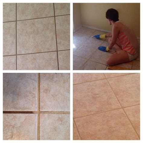 How to clean grout on tile floor. Homemade Grout Cleaner: Mix hydrogen peroxide and baking ...