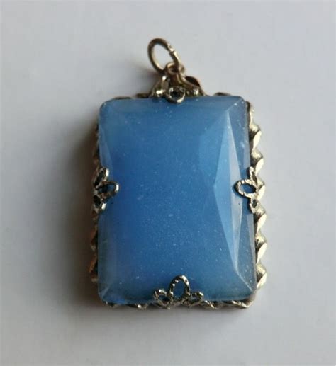 Vintage Faceted Opaque Blue Glass Pendant By Thecaravancollection