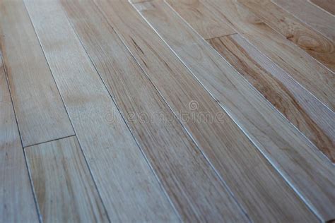 Natural Hickory Wood Floor Panels Photographed From Above Stock Image