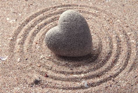 Zen Stone Heart Shaped On Sand Hd Wallpaperlove Wallpapers Free