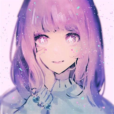 Cute Anime Girl Purple Hair Blue Eyes