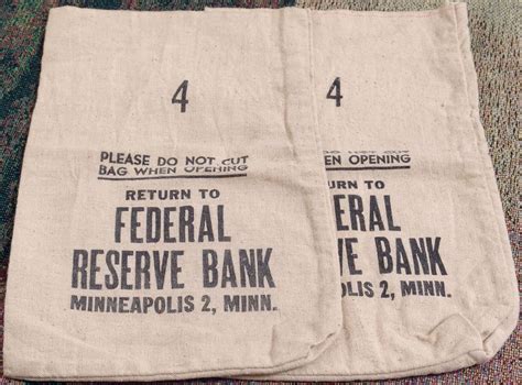 Pair Of Vintage Federal Reserve Bank Money Bags