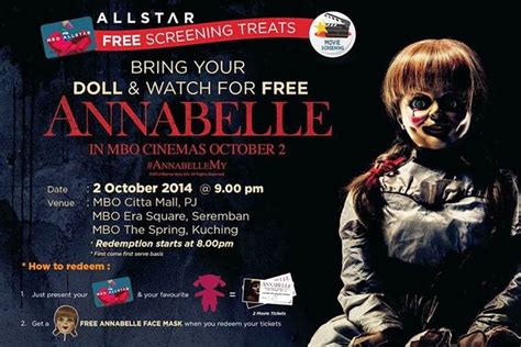 To redeem free ticket, you must print out birthday coupon treat (color or black & white) and fill up your. MBO: Enjoy FREE ANNABELLE ticket giveaway! |Discover,Your Life