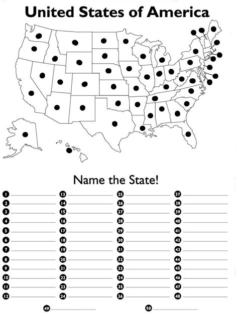 States And Capitals Map Quiz Printable Printable Map Of The United States