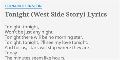 Schärfen gesamt Unangenehm tonight west side story text Obstgarten Kalt stellen führen