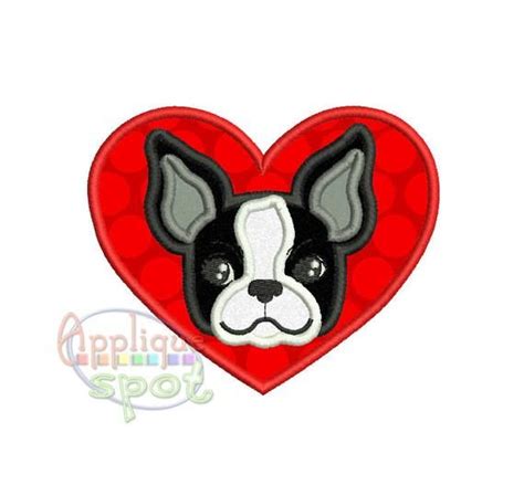 Valentines Day Boston Terrier Puppy In Heart 4x4 5x7 Etsy Machine
