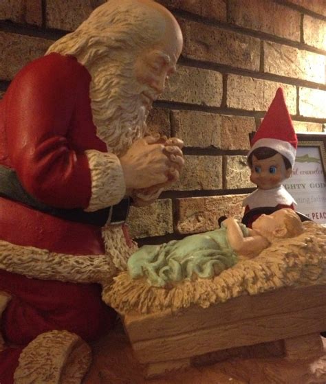 Elf On The Shelf With The Kneeling Santa Kneeling Santa Christmas Magic Christmas Decorations
