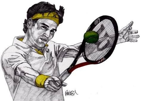Tennis Roger Federer Dessin Art Illustration Mode