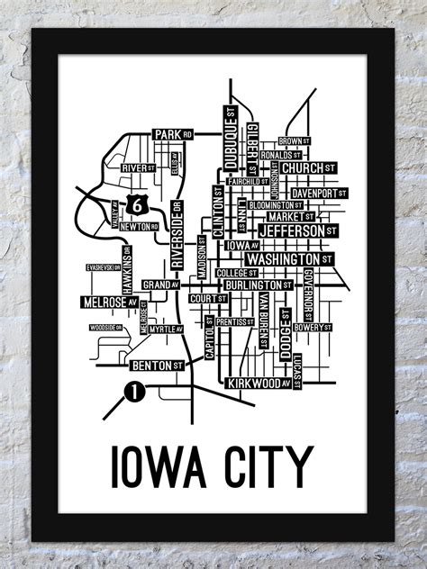 Iowa City Iowa Street Map Print School Street Posters