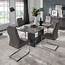 Rina Grey Marble Dining Table Set  Modern FADS