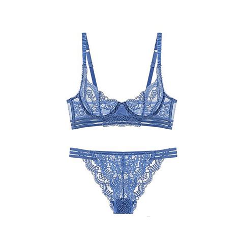Buy Women S Sexy Soft Lace Lingerie Set See Through Underwear Floral Lace Underwire Sheer Bra
