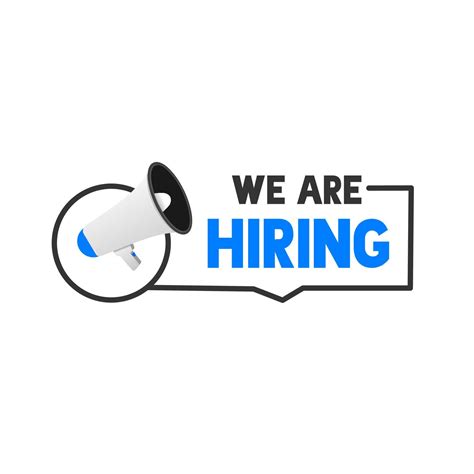 We are hiring, join our team announcement. Badge with megaphone icon