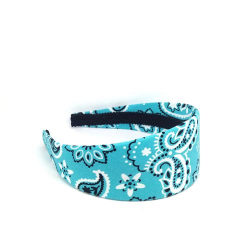 Extra Wide Turquoise Paisley Bandana Headband Handkerchief Etsy