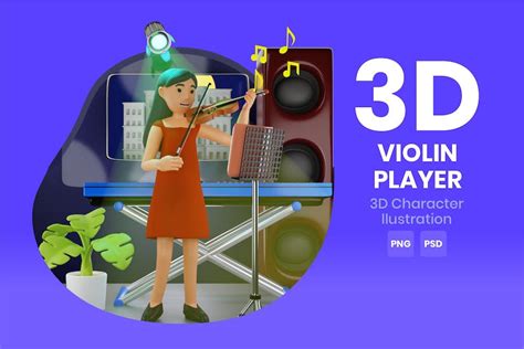 violin player 3d character illustration graphics envato elements