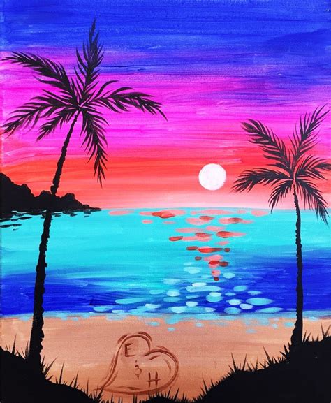 I am giving step by step instructions on how to make this beautiful painting. Summer Sunset | Sunset canvas painting, Sunset painting, Canvas painting diy