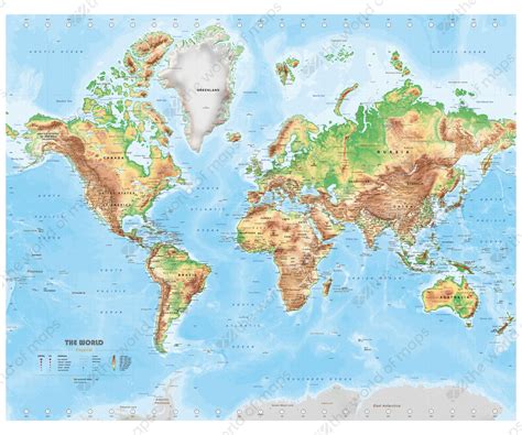 Digital Physical Map Of The World Medium 1502 The World