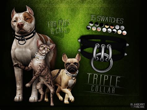 Triple Collar For Pups And Cats With Images Sims 4 Pets Sims Pets