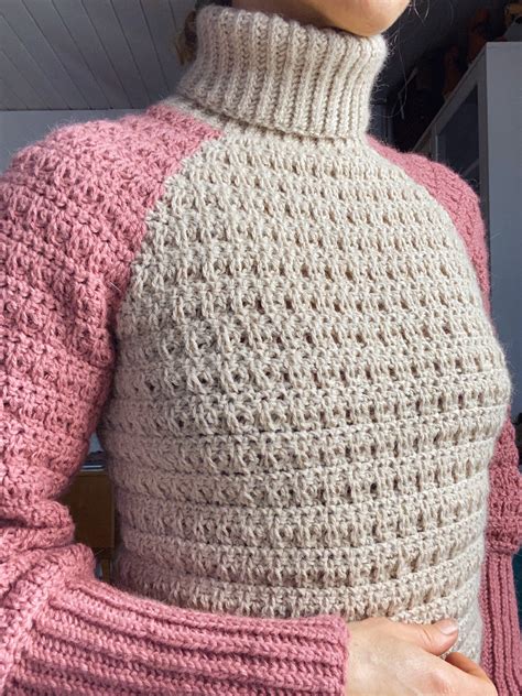 Pdf File For Crochet Pattern Halti Turtleneck Sweater Sizes Xs Xxl