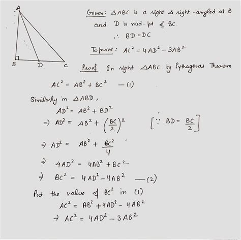 Triangle ABC Is Right Angled B And D Is The Mid Point Of BC Prove That