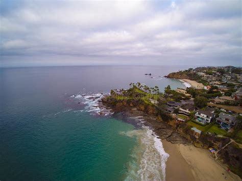 Aerial View Of Shaws Cove Laguna Beach California Stock