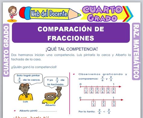 Comparación De Fracciones Para Cuarto Grado De Primaria