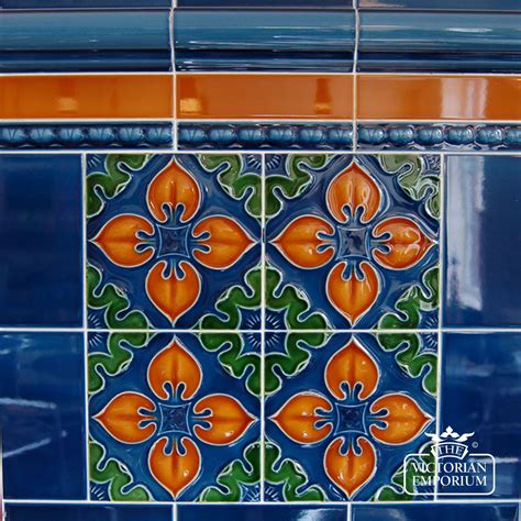 Victorian Benthall Multi Coloured Decorative Tiles 152x152mm Laurel