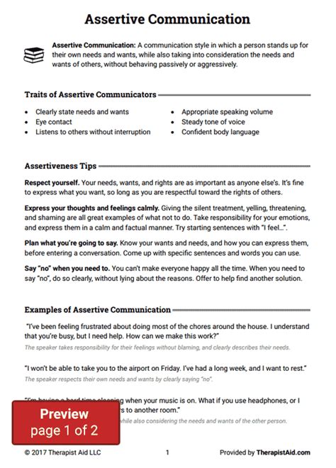 Assertive Communication Worksheet Therapist Aid Assertive Anger