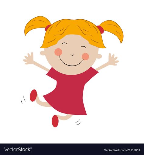 Cartoon Girl Jumping For Joy