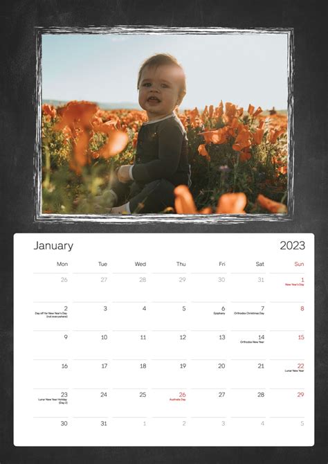 Chalky Frame Personalised Wall Calendar Optimalprint