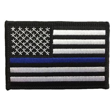 Thin Blue Line Velcro Patch Us Flag Police Law Enforcement Support