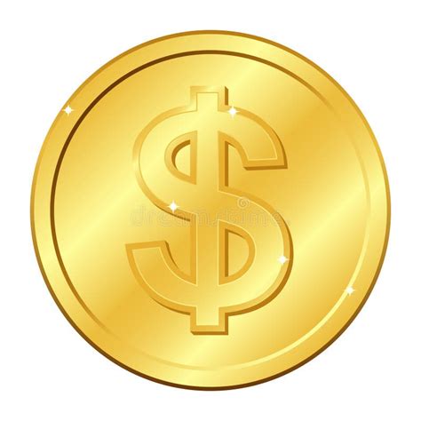 Moneda De Oro De La Moneda Del Dólar Ilustración Del Vector Aislada En
