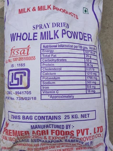 Spray Dried Whole Milk Powder 25 Kg Pp Bag At Rs 215kilogram In Navi