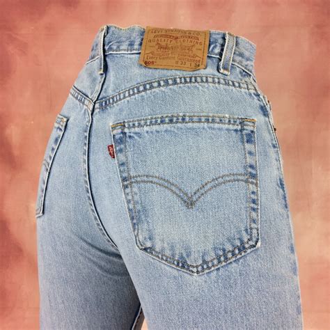 Sz 33 Vintage Levis 505 Light Wash Womens Jeans W33 L34 High Waisted Regular Fit Straigh