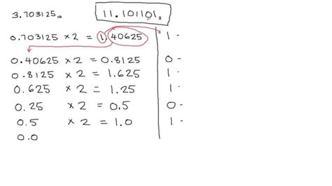 Decimal Fraction To Binary Conversion Youtube