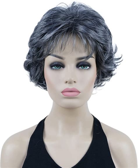 lydell 8″ short curly women wigs soft shaggy layered classic cap full synthetic wigs ab009