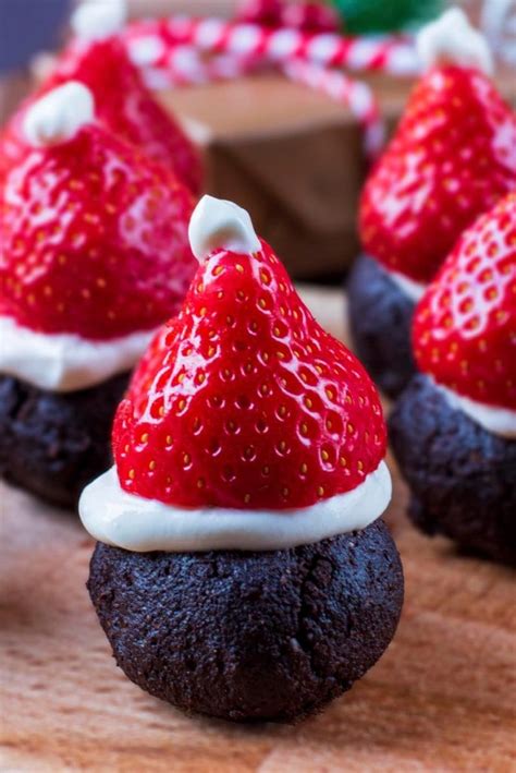 strawberry santa hat brownies recipe healthy holiday desserts christmas desserts easy